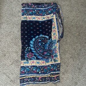 Faux Scarf Print Wrap Skirt